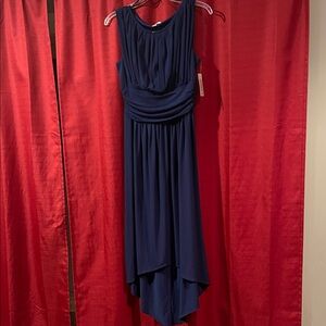 Aa Studio Navy High Low Hem Midi Dress Round Neck 8